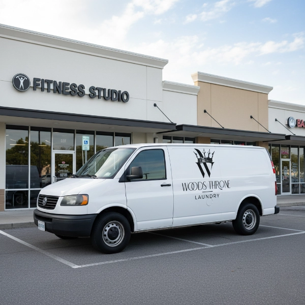 Woods Throne Delivery Van At Fitness Studio