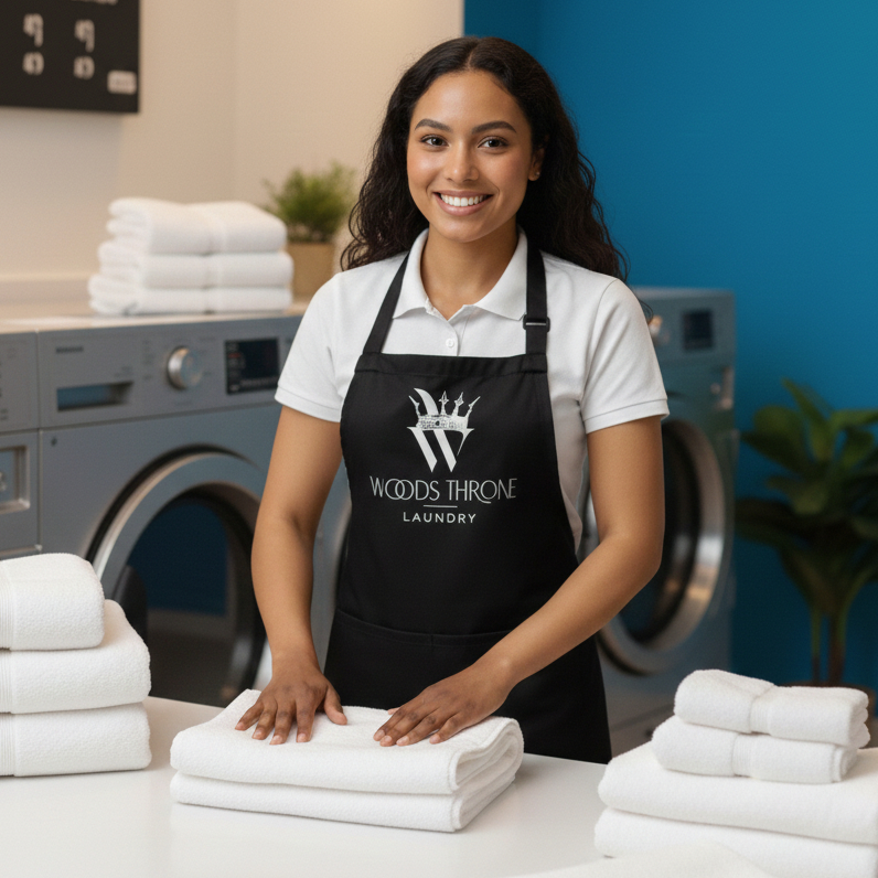 Laundry Attendant Folding Towels