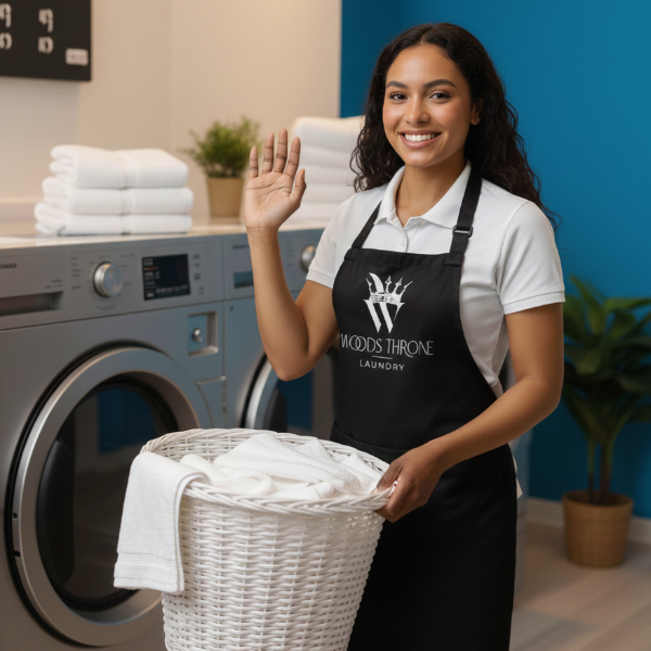 Laundry Attendant Waving At Camera